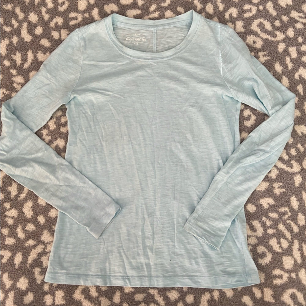 J CREW LONG SLEEVE LIGHT BLUE GIRLFRIEND TEE SIZE XXS